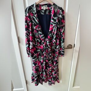 Diane Von Furstenberg Pink and Navy Floral Dress